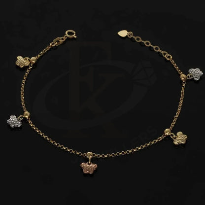 Tri Color Gold Hanging Flowers Bracelet 18Kt - Fkjbrl18K2975 Bracelets