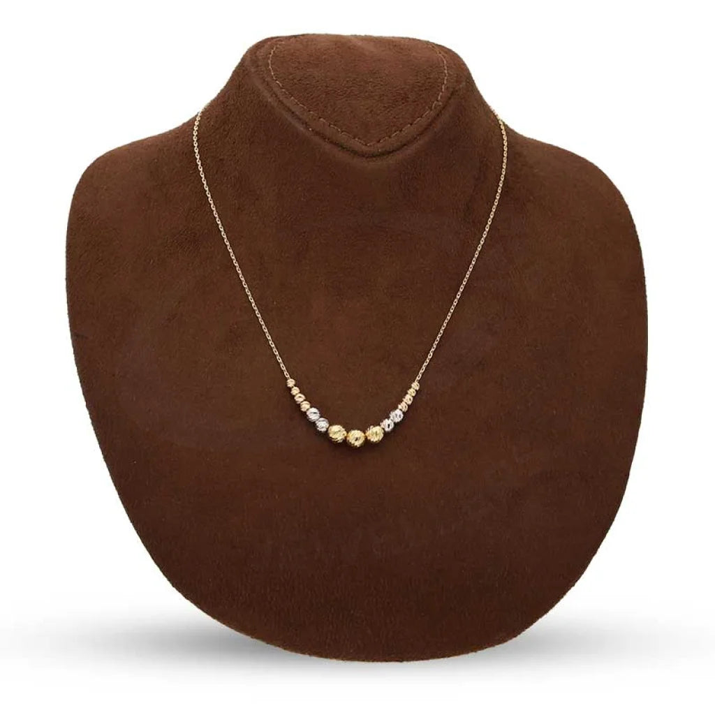 Tri Tone Gold Beads Necklace 18Kt - Fkjnkl18K5277 Necklaces