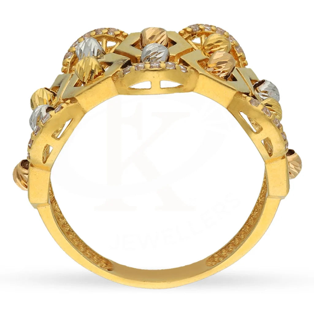 Tri Tone Gold Beads Ring 22Kt - Fkjrn22K3857 Rings