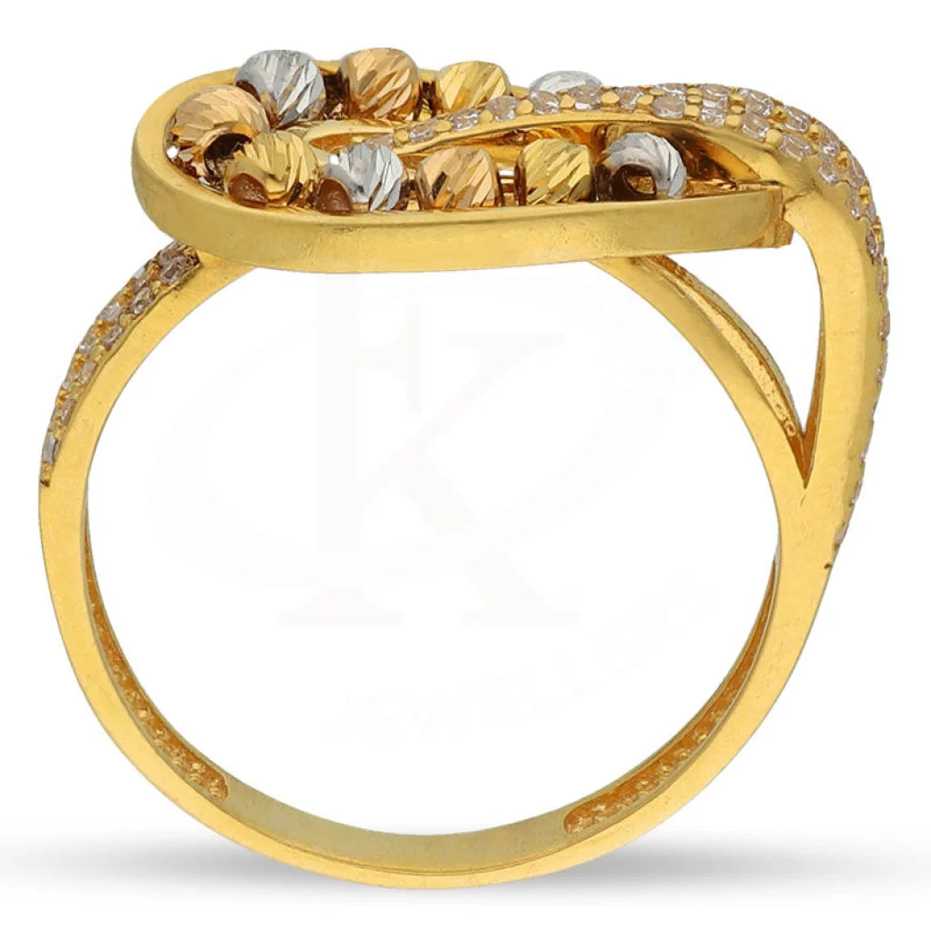 Tri Tone Gold Beads Ring 22Kt - Fkjrn22K3863 Rings