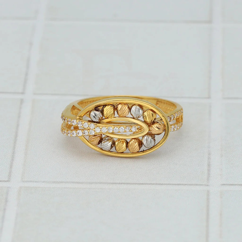 Tri Tone Gold Beads Ring 22Kt - Fkjrn22K3863 Rings