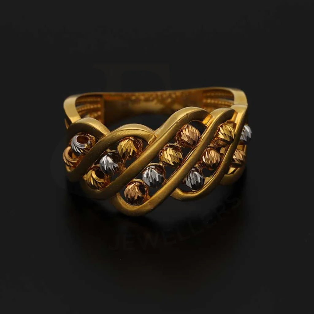 Tri Tone Gold Beads Ring 22Kt - Fkjrn22K3865 Rings