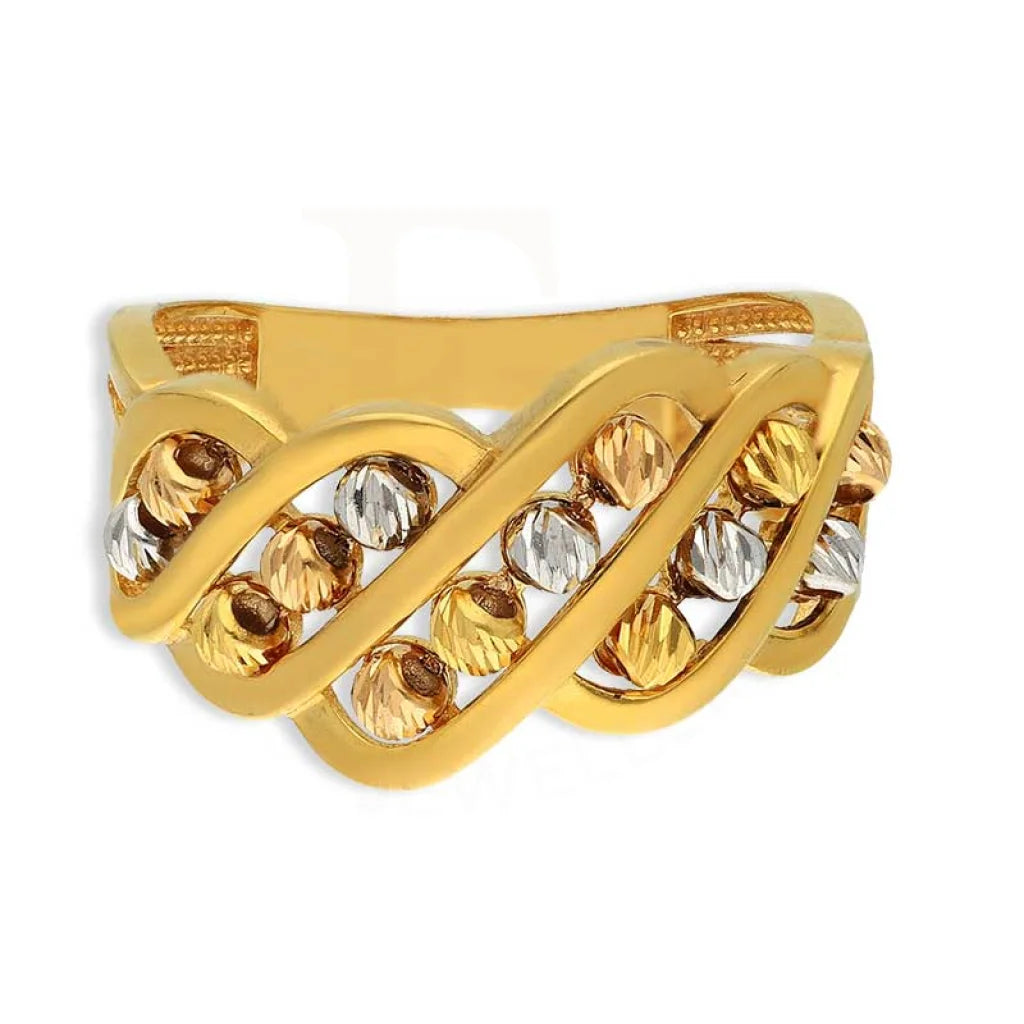 Tri Tone Gold Beads Ring 22Kt - Fkjrn22K3865 Rings