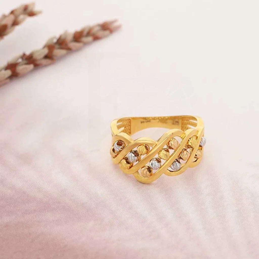 Tri Tone Gold Beads Ring 22Kt - Fkjrn22K3865 Rings