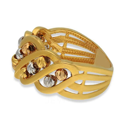 Tri Tone Gold Beads Ring 22Kt - Fkjrn22K3865 Rings