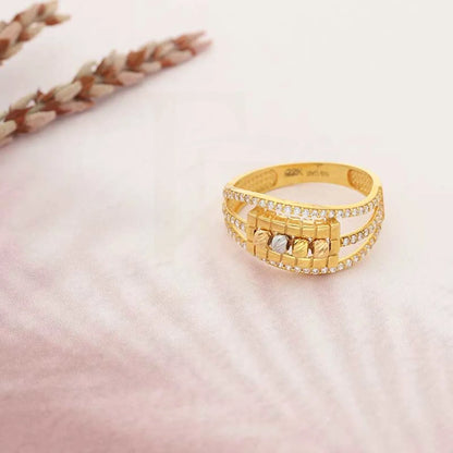 Tri Tone Gold Beads Ring 22Kt - Fkjrn22K3866 Rings