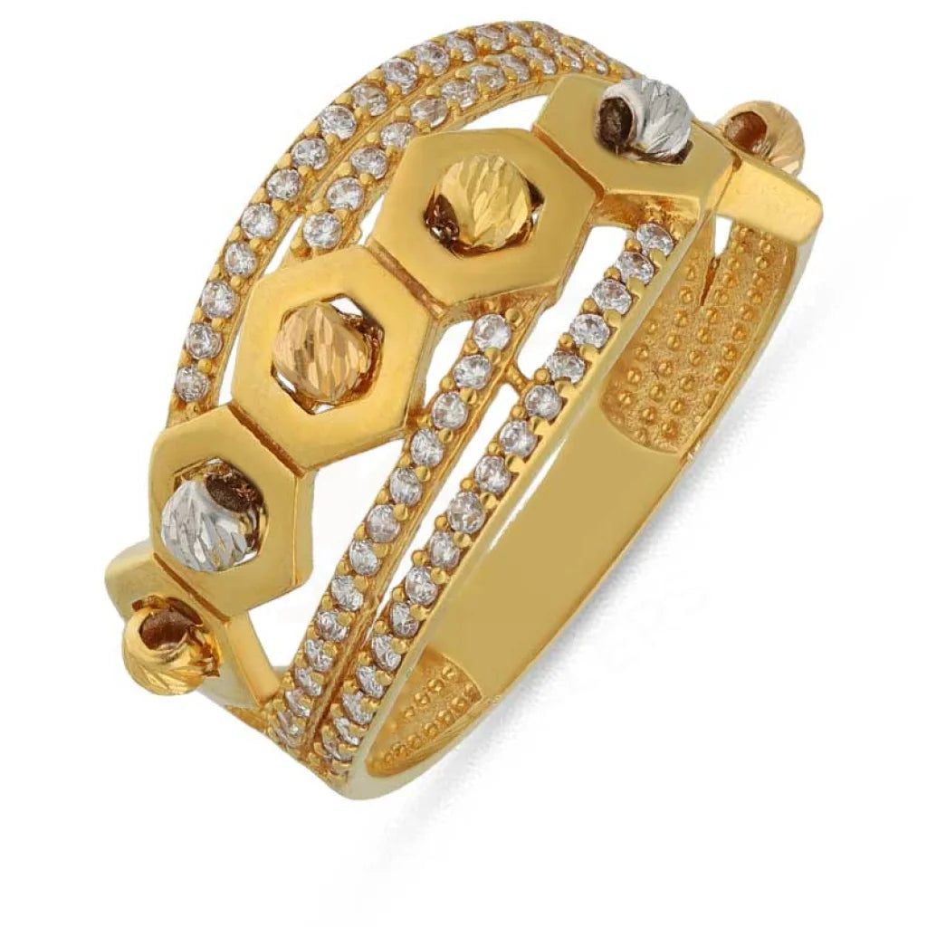 Tri Tone Gold Beads Ring 22Kt - Fkjrn22K3867 Rings