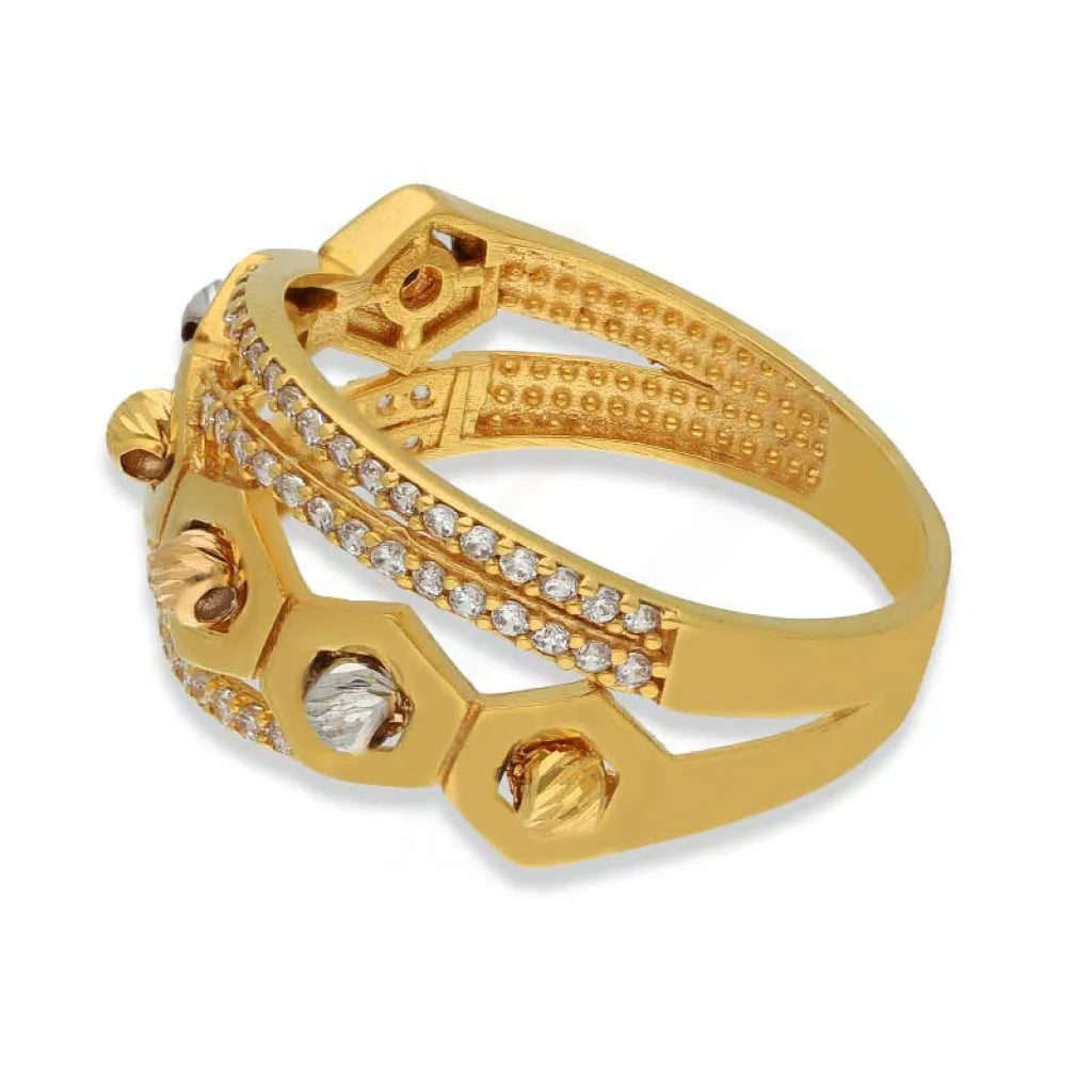 Tri Tone Gold Beads Ring 22Kt - Fkjrn22K3867 Rings