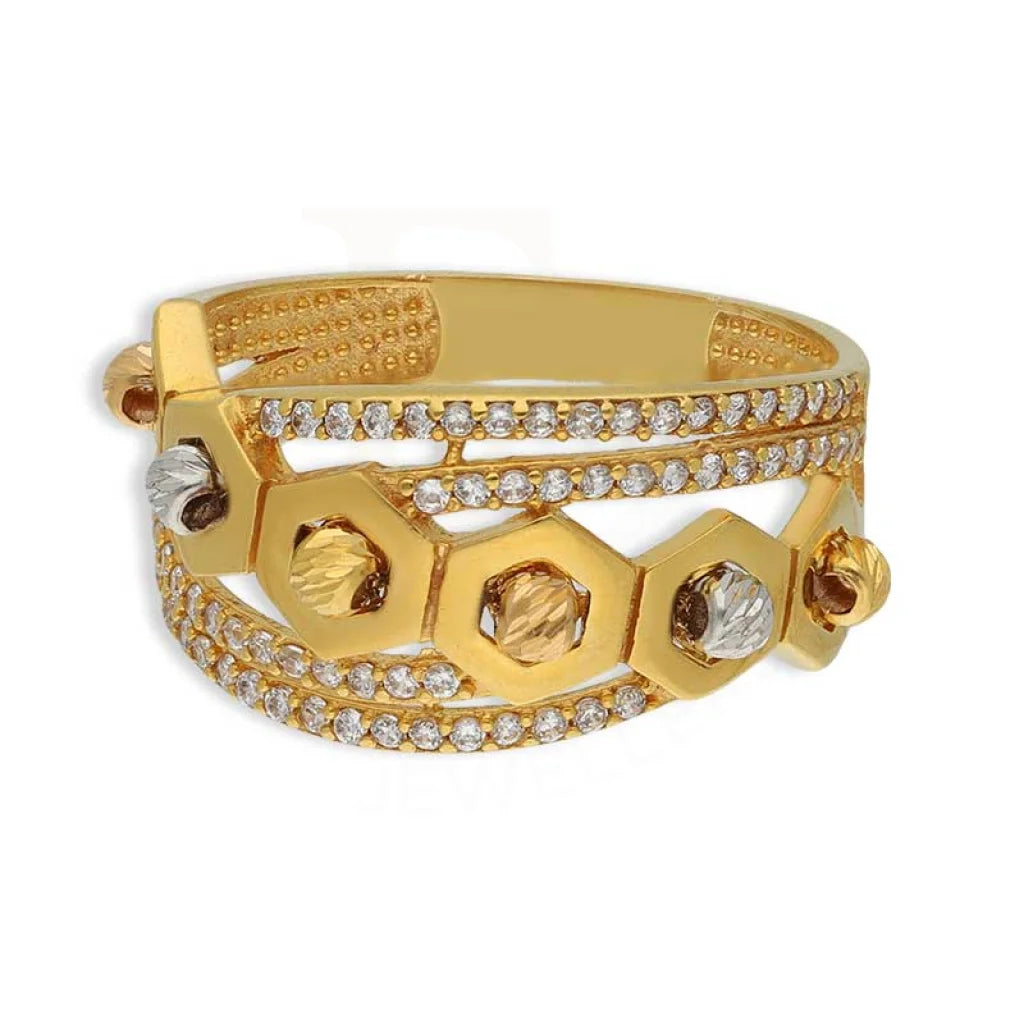 Tri Tone Gold Beads Ring 22Kt - Fkjrn22K3867 Rings