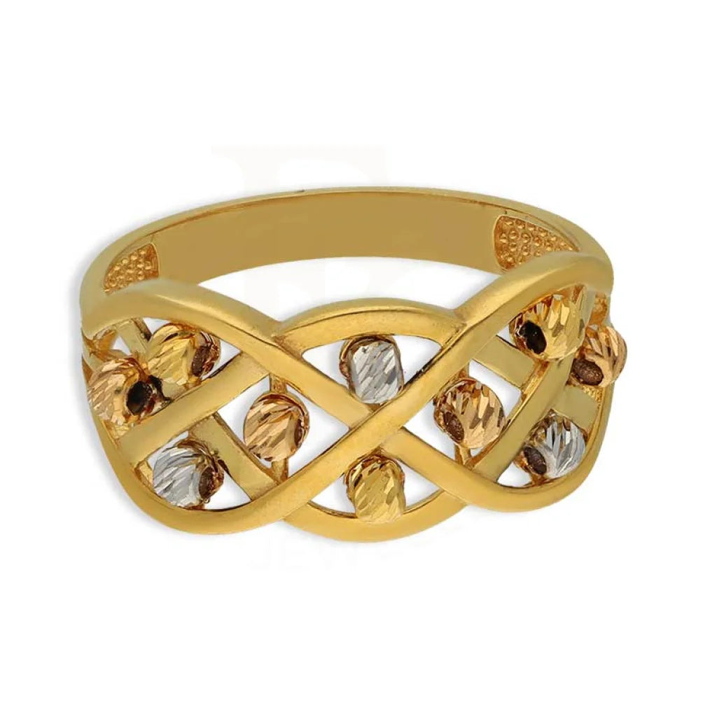 Tri Tone Gold Beads Ring 22Kt - Fkjrn22K3868 Rings