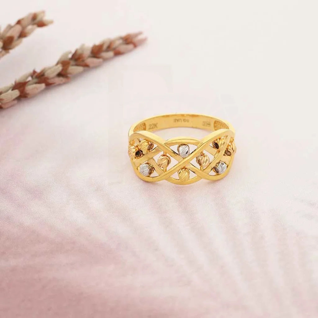 Tri Tone Gold Beads Ring 22Kt - Fkjrn22K3868 Rings