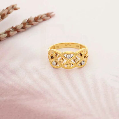 Tri Tone Gold Beads Ring 22Kt - Fkjrn22K3868 Rings