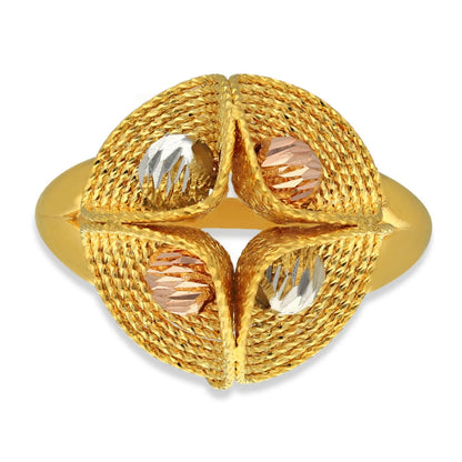 Tri Tone Gold Blooming Flower Ring 22Kt - Fkjrn22K3842 Rings