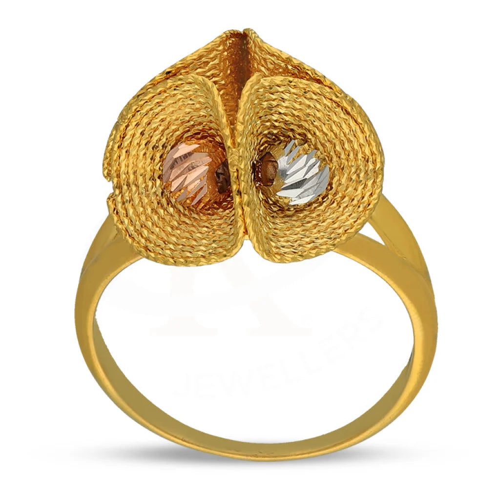 Tri Tone Gold Blooming Flower Ring 22Kt - Fkjrn22K3842 Rings