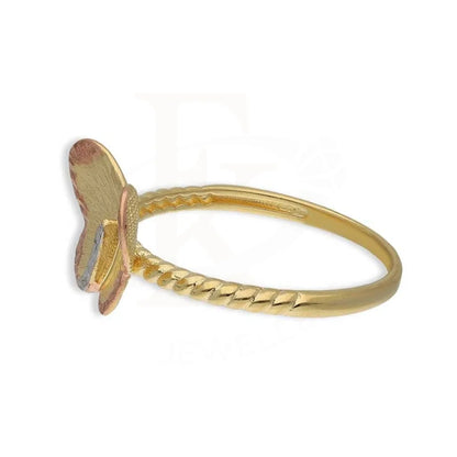 Tri Tone Gold Butterfly Shaped Ring 18Kt - Fkjrn18K3797 Rings