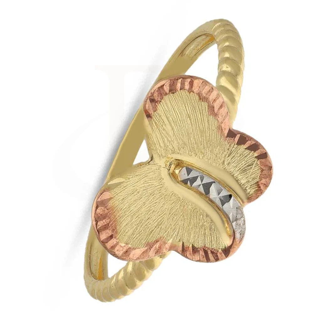 Tri Tone Gold Butterfly Shaped Ring 18Kt - Fkjrn18K3797 Rings