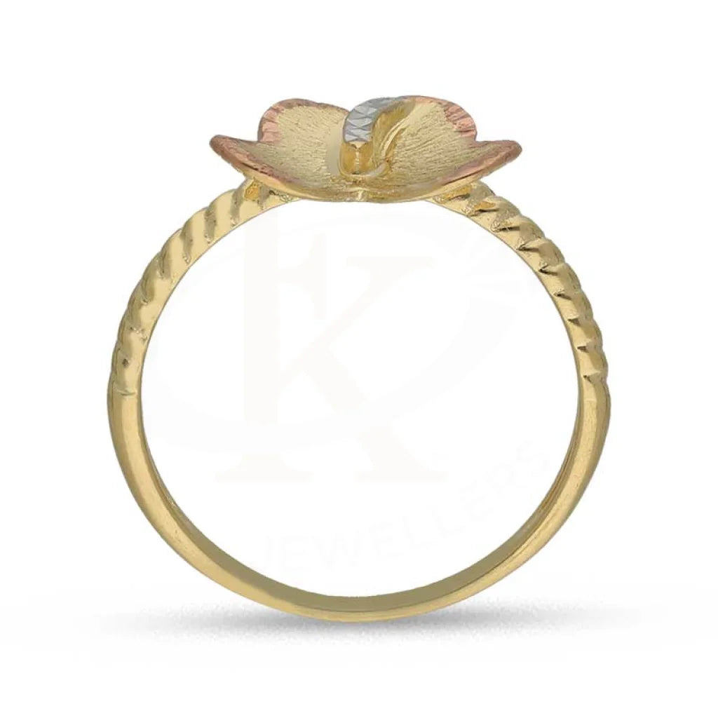 Tri Tone Gold Butterfly Shaped Ring 18Kt - Fkjrn18K3797 Rings