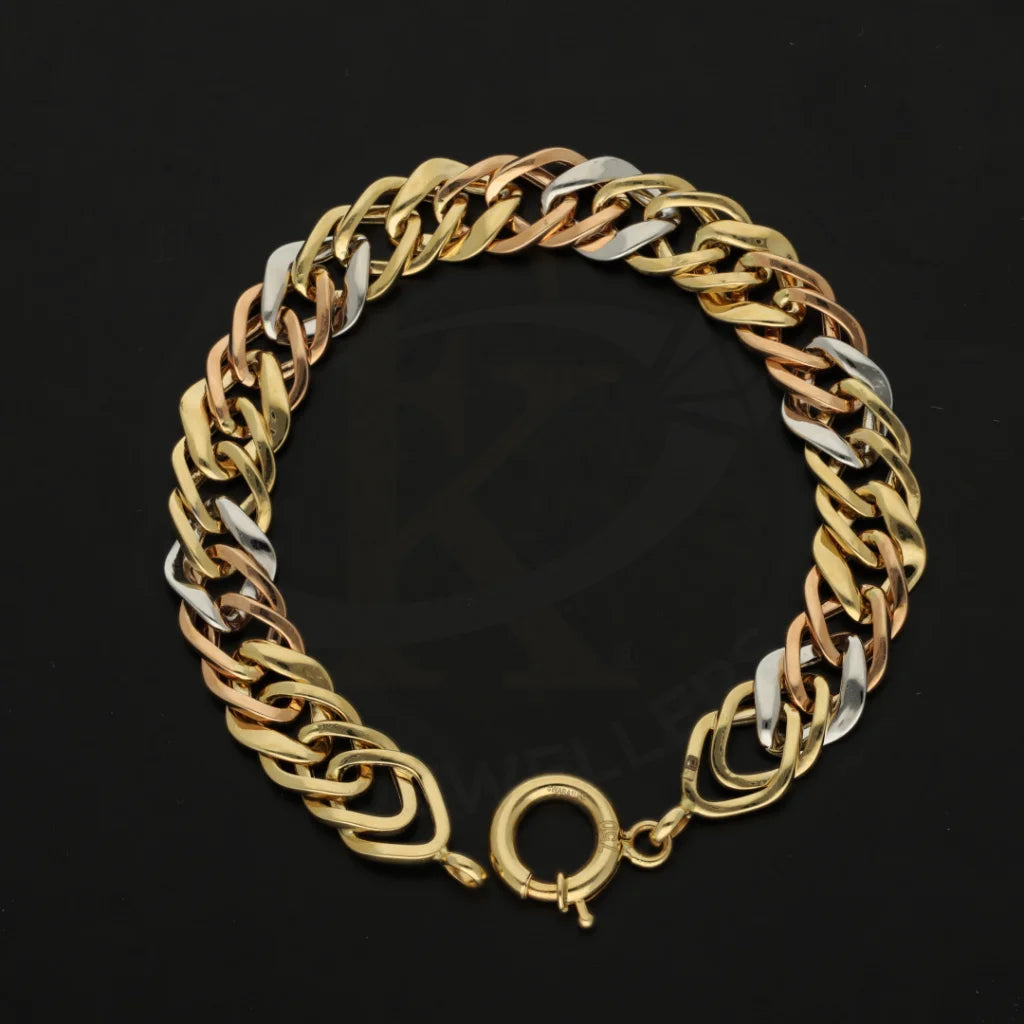 Tri Tone Gold Curb Bracelet 18Kt - Fkjbrl18K7322 Bracelets