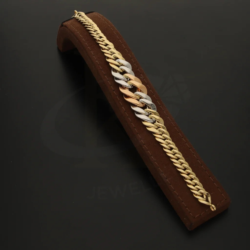 Tri Tone Gold Curb Bracelet 18Kt - Fkjbrl18K7323 Bracelets
