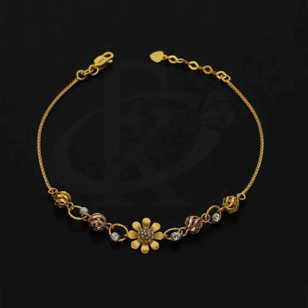 Tri Tone Gold Flower Bracelet 22Kt - Fkjbrl22K3001 Bracelets