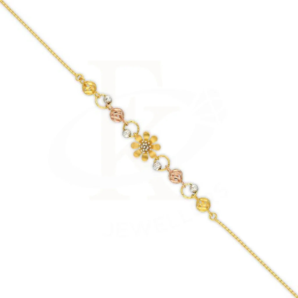 Tri Tone Gold Flower Bracelet 22Kt - Fkjbrl22K3001 Bracelets