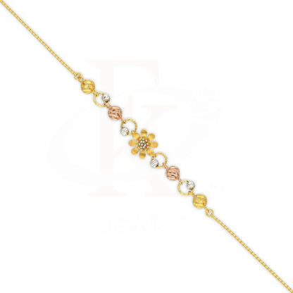 Tri Tone Gold Flower Bracelet 22Kt - Fkjbrl22K3001 Bracelets