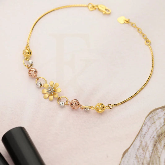 Tri Tone Gold Flower Bracelet 22Kt - Fkjbrl22K3001 Bracelets