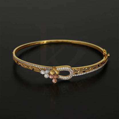 Tri Tone Gold Flowers Bangle With Ring 22Kt - Fkjbng22K5041 Bangles