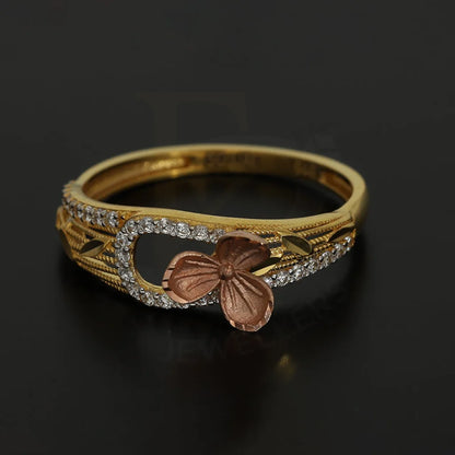 Tri Tone Gold Flowers Bangle With Ring 22Kt - Fkjbng22K5041 Bangles