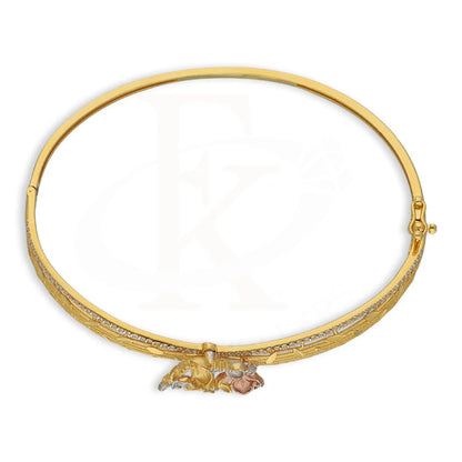 Tri Tone Gold Flowers Bangle With Ring 22Kt - Fkjbng22K5042 Bangles