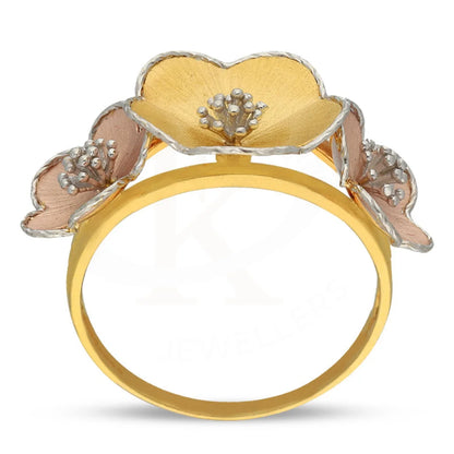 Tri Tone Gold Flowers Shaped Ring 22Kt - Fkjrn22K3844 Rings