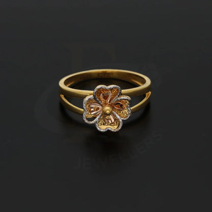 Tri Tone Gold Flowers Shaped Ring 22Kt - Fkjrn22K3845 Rings