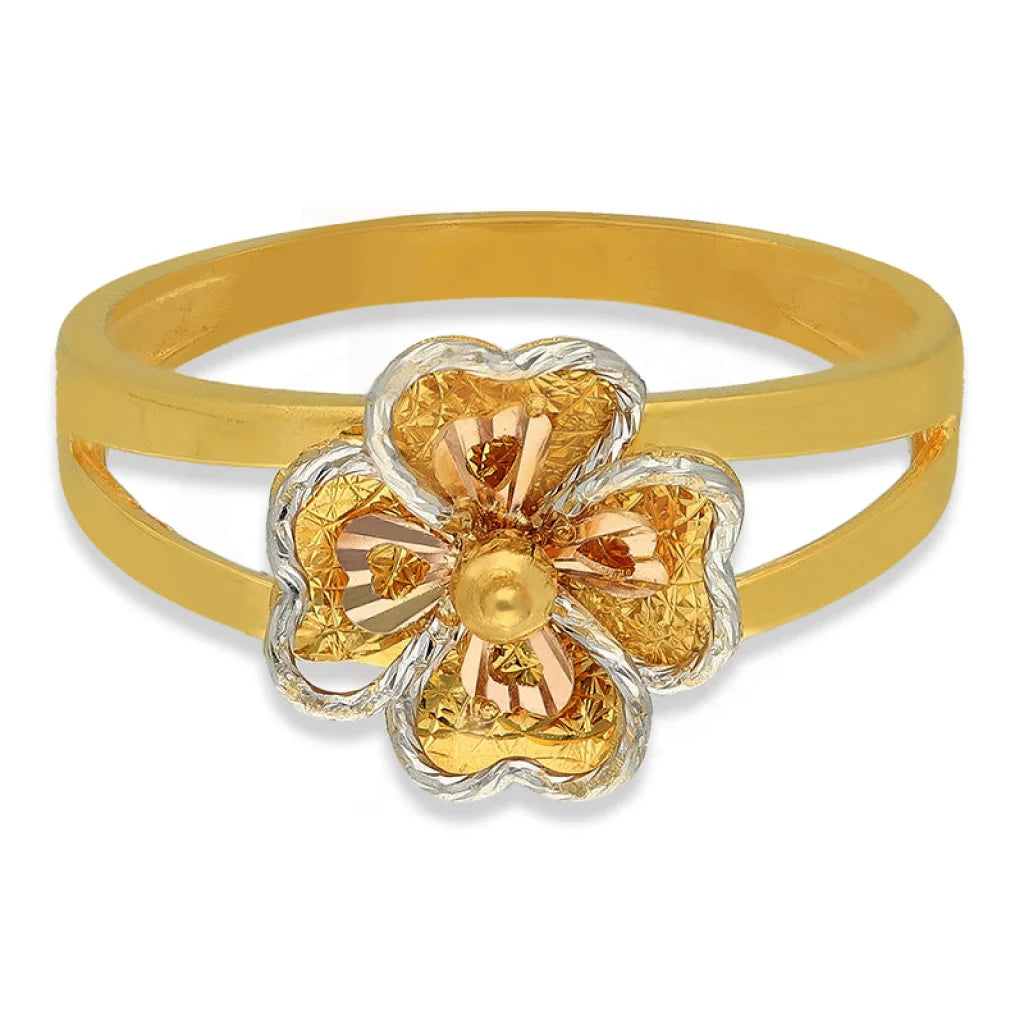 Tri Tone Gold Flowers Shaped Ring 22Kt - Fkjrn22K3845 Rings