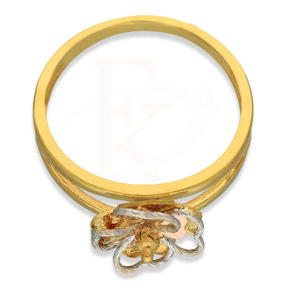 Tri Tone Gold Flowers Shaped Ring 22Kt - Fkjrn22K3845 Rings