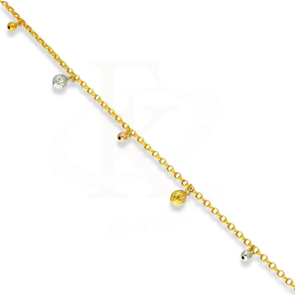 Tri Tone Gold Hanging Charms Anklet 22Kt - Fkjankl22K2041 Anklets