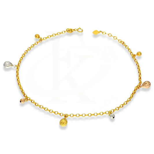 Tri Tone Gold Hanging Charms Anklet 22Kt - Fkjankl22K2041 Anklets