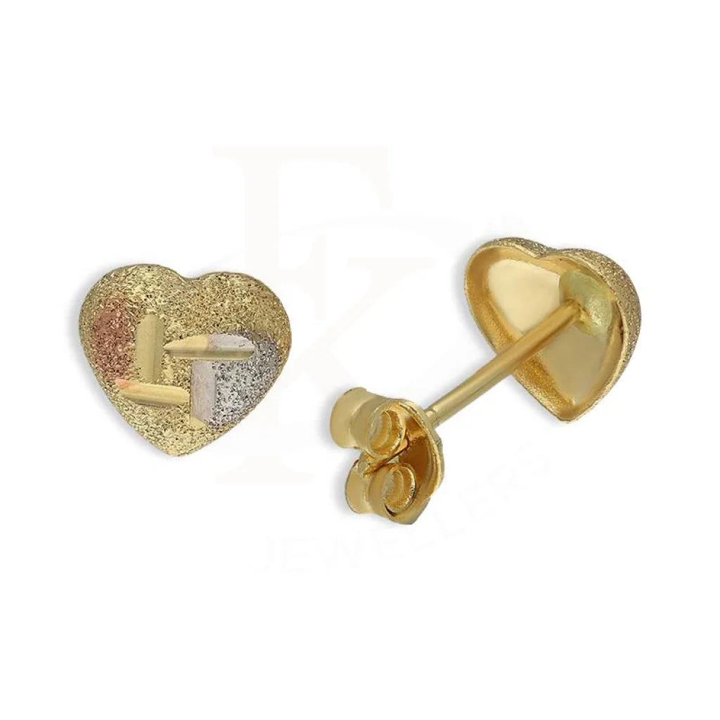 Tri Tone Gold Heart Stud Earrings 18Kt - Fkjern18K3098