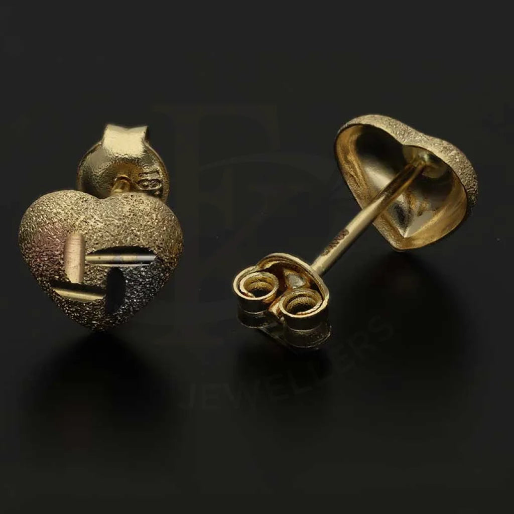 Tri Tone Gold Heart Stud Earrings 18Kt - Fkjern18K3098