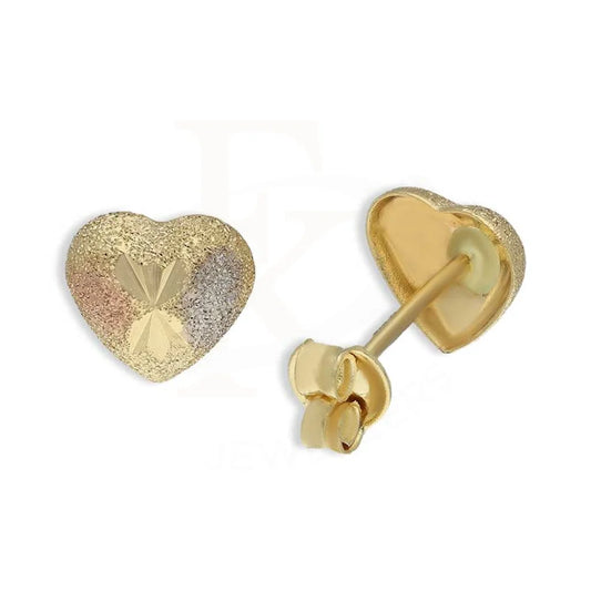 Tri Tone Gold Heart Stud Earrings 18Kt - Fkjern18K3099