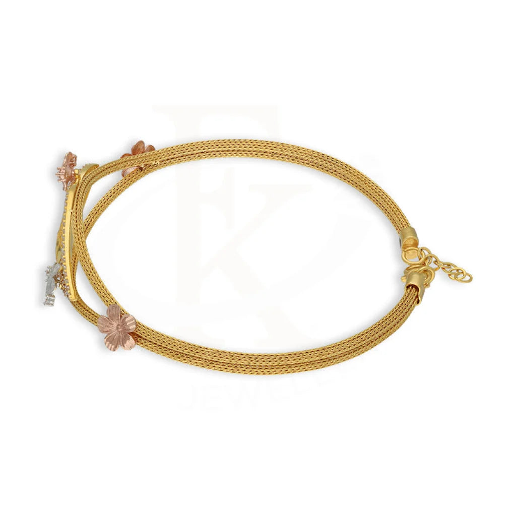 Tri Tone Gold Leaf Shaped Bracelet 22Kt - Fkjbrl22K5040 Bracelets