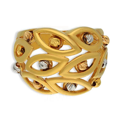 Tri Tone Gold Marquise Shaped With Beads Ring 22Kt - Fkjrn22K3864 Rings