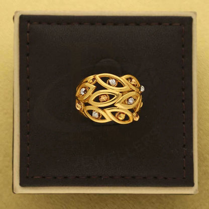 Tri Tone Gold Marquise Shaped With Beads Ring 22Kt - Fkjrn22K3864 Rings