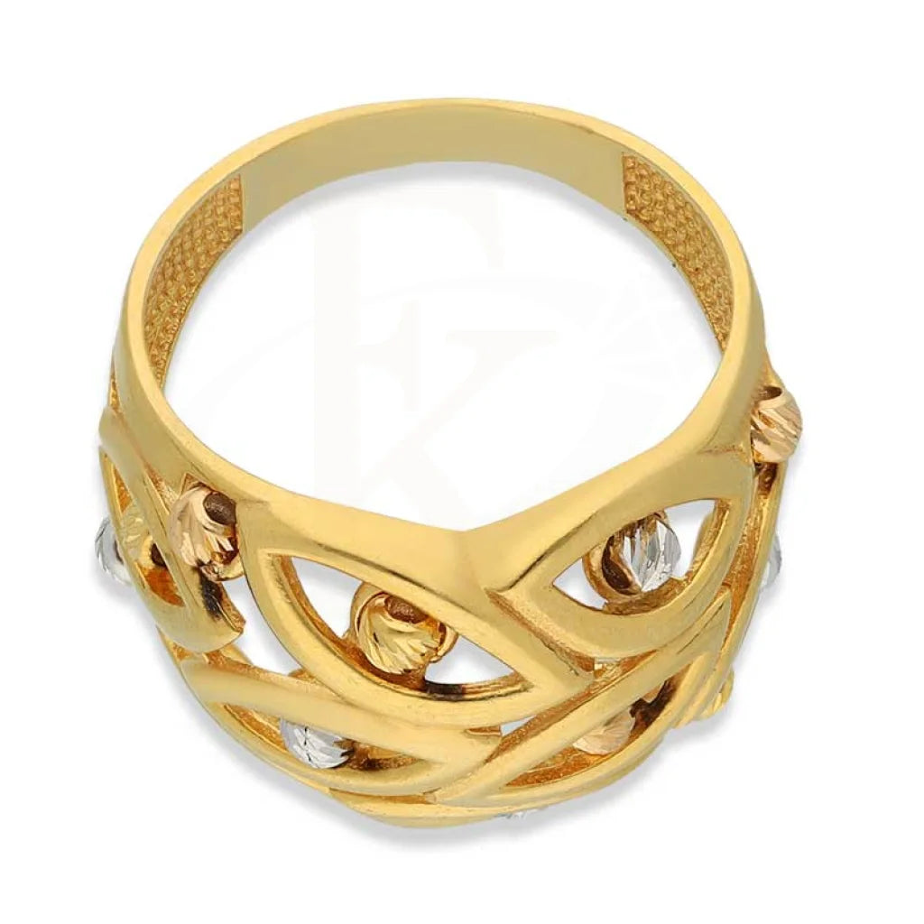 Tri Tone Gold Marquise Shaped With Beads Ring 22Kt - Fkjrn22K3864 Rings