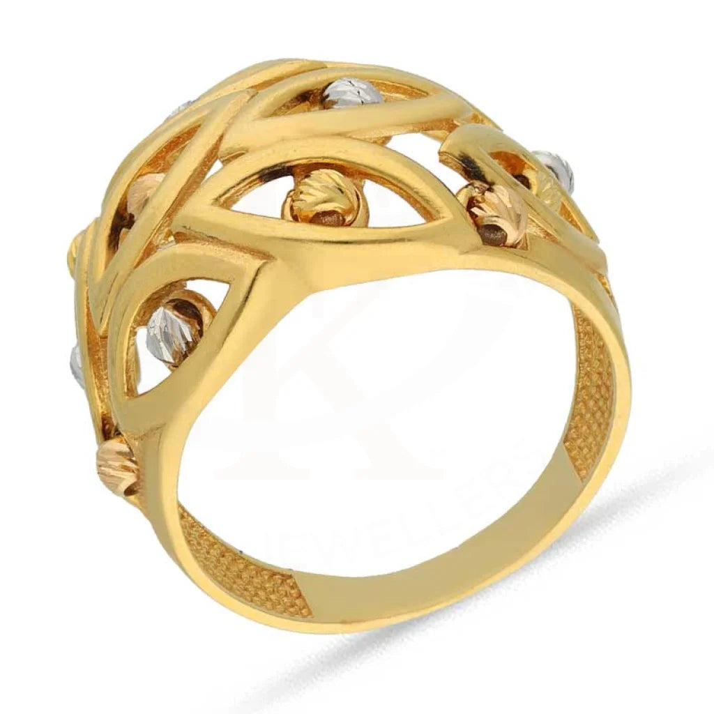 Tri Tone Gold Marquise Shaped With Beads Ring 22Kt - Fkjrn22K3864 Rings