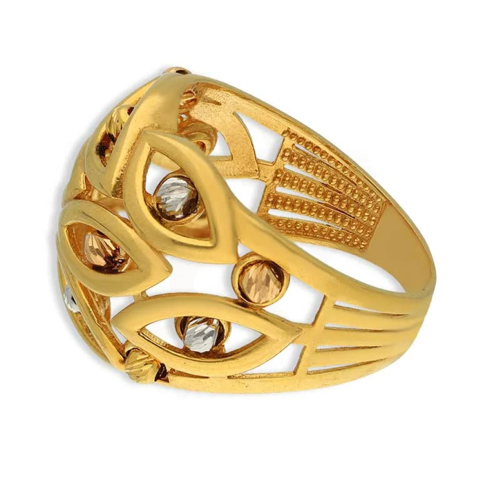 Tri Tone Gold Marquise Shaped With Beads Ring 22Kt - Fkjrn22K3864 Rings