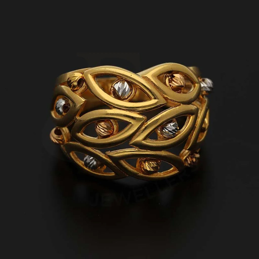 Tri Tone Gold Marquise Shaped With Beads Ring 22Kt - Fkjrn22K3864 Rings