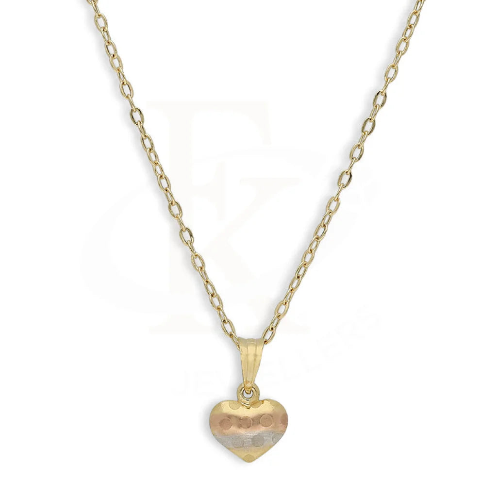 Gold Tri Tone Necklace (Chain With Heart Shaped Pendant) 18Kt - Fkjnkl18K5244 Necklaces