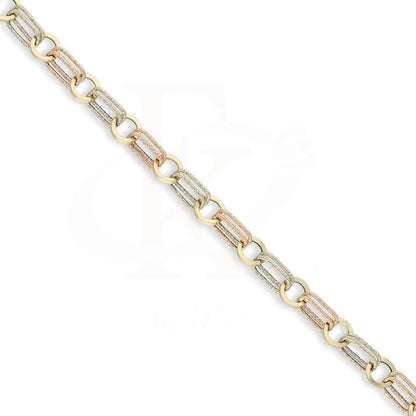 Tri Tone Gold Oval Cable Link Bracelet 18Kt - Fkjbrl18K5203 Bracelets