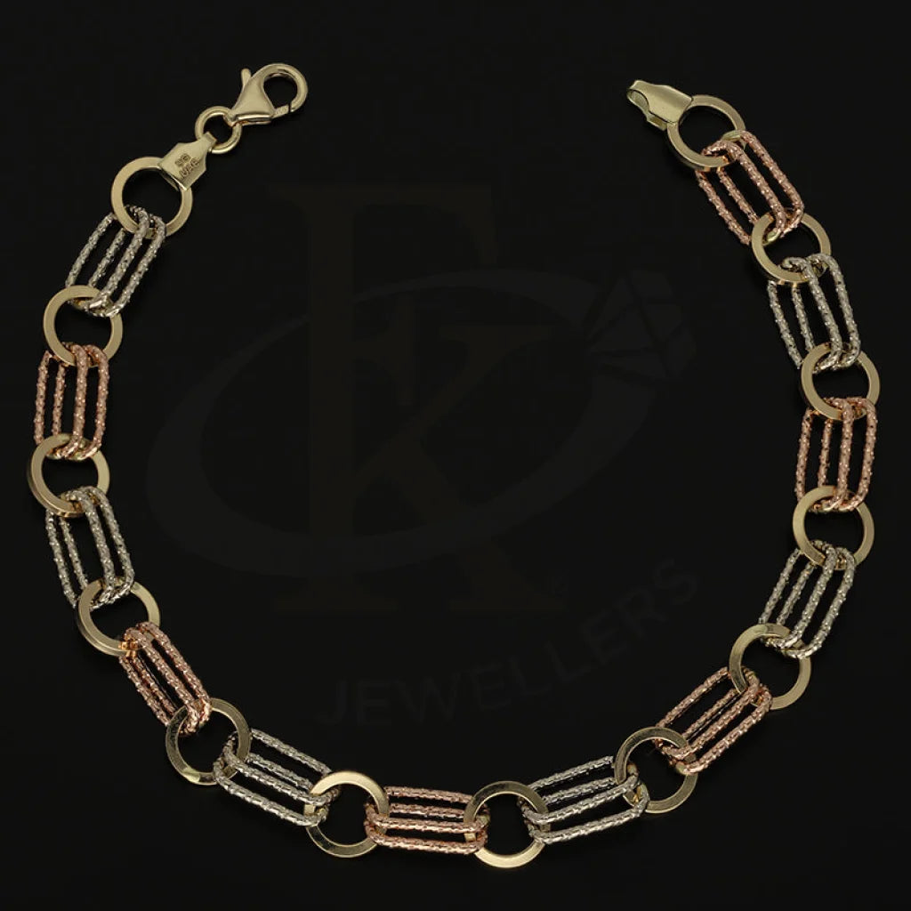 Tri Tone Gold Oval Cable Link Bracelet 18Kt - Fkjbrl18K5203 Bracelets