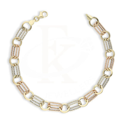 Tri Tone Gold Oval Cable Link Bracelet 18Kt - Fkjbrl18K5203 Bracelets